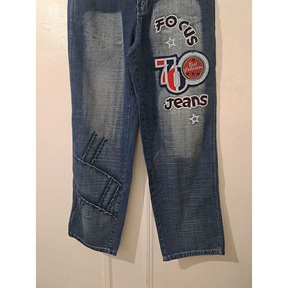 Focus vintage Mens Size 34×32 Baggy Grunge Y2k Look Jeans Denim Blue - Picture 3 of 9